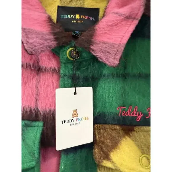 NWT - Beautiful Plaid Colorful Fuzzy Shacket - Teddy Fresh - L - Picture 7 of 7